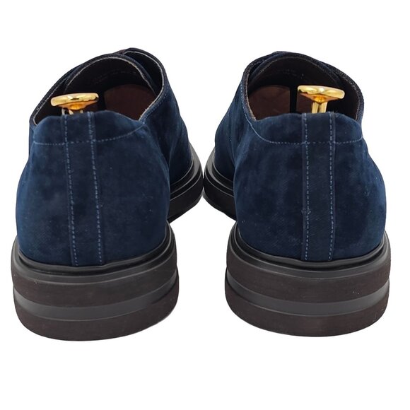 NEW Donald Pliner Distressed Navy Blue Velvet Dress Shoes Men 10 Wholecut Oxford - Picture 4 of 13